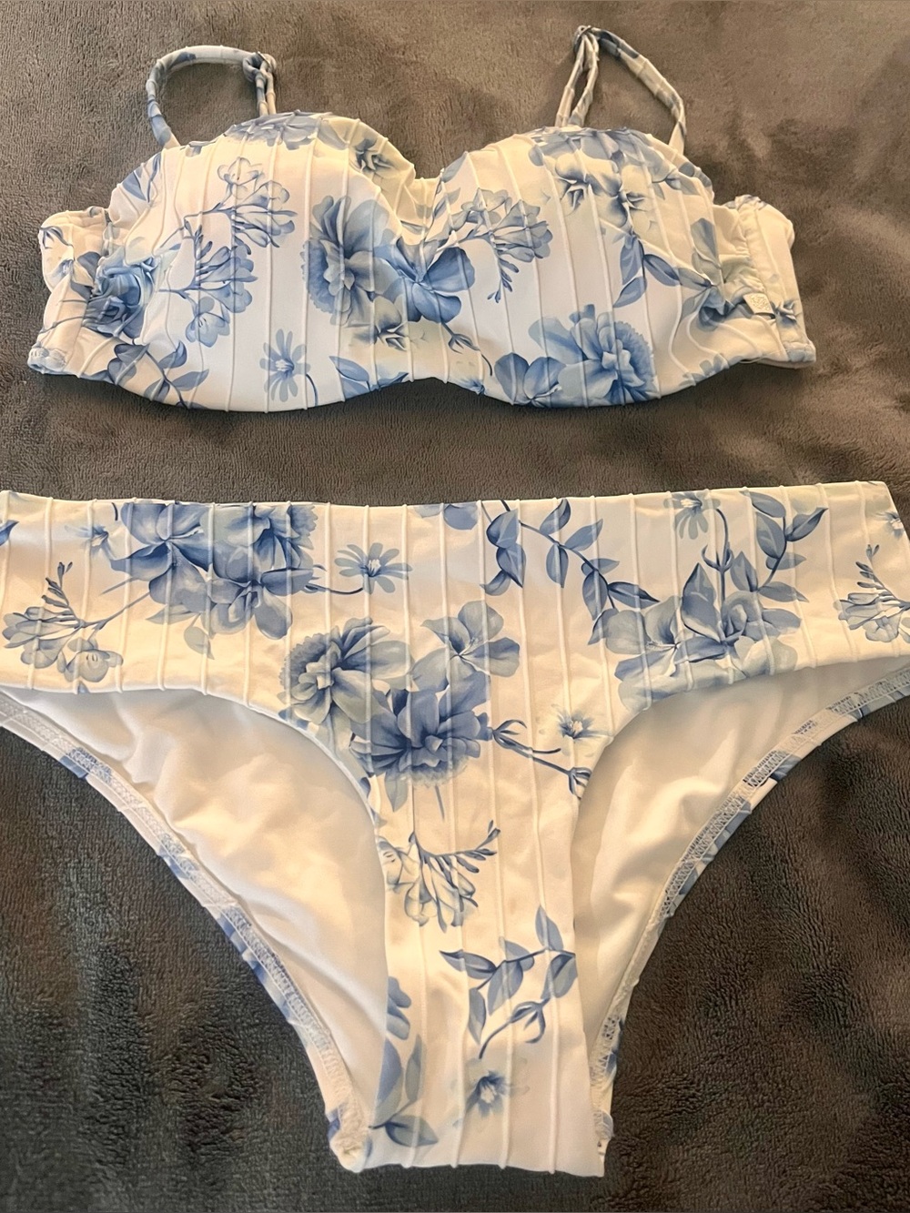 La Vie En Rose Blue and White Floral Bikini Set